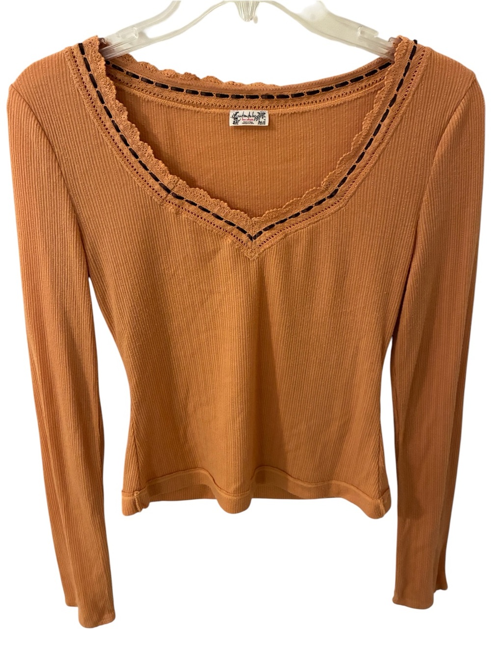 Free People / Intimately Free Only You Long Sleeve Top Orange Ribbon Detail S